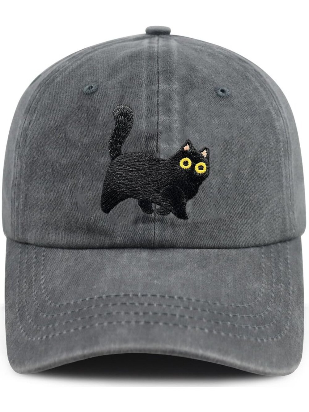 Unisax Gray Cartoon Embroidered Adjustable Cotton Cat Lovers Baseball Caps